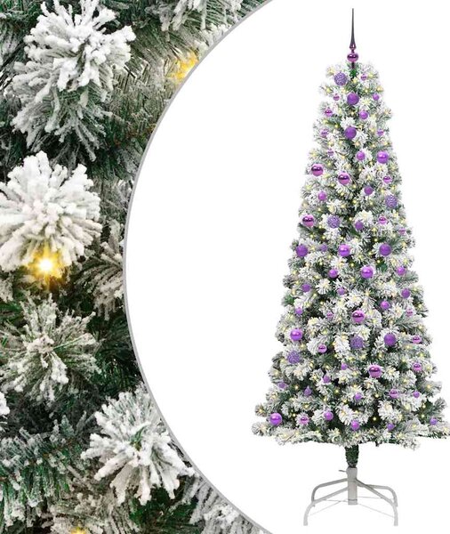 Sztuczna choinka z zawiasami z podstawą Zielony i Biały 240 cm