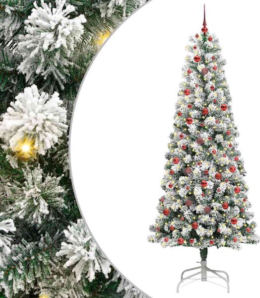 Sztuczna choinka z zawiasami Zielony i Biały 240 cm