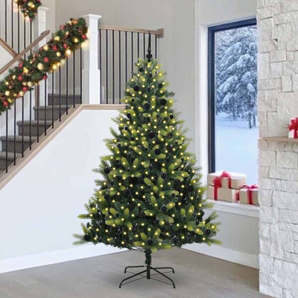 Sztuczna Choinka Składana na Święta 300 LED Zielony 240 cm