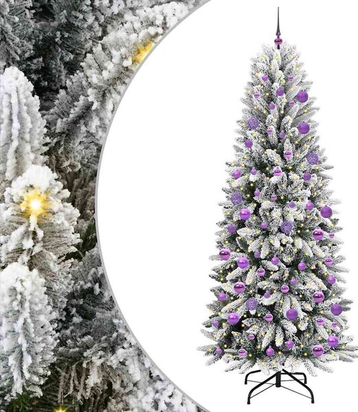 Sztuczna choinka Biały 210 cm PVC, Plastik, Stal i PE