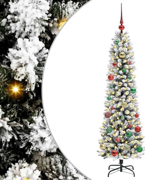 Sztuczna choinka z podstawą Biały 150 cm PVC, Metal i Plastik