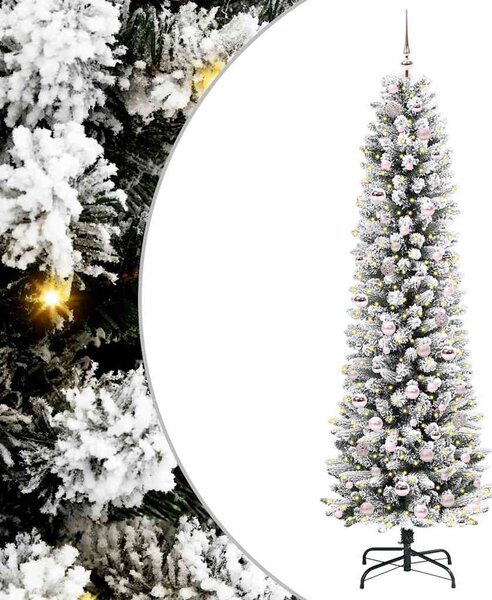 Sztuczna choinka z podstawą Biały 210 cm PVC, Metal i Plastik