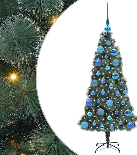 Sztuczna choinka z oświetleniem i zestawem bombek 120 cm PET
