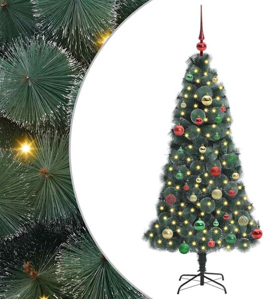 Sztuczna choinka wstępnie oświetlona z zestawem bombek 150 cm