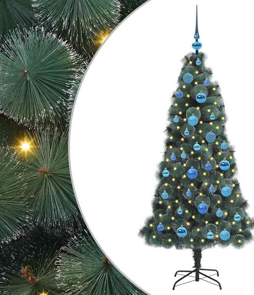 Sztuczna choinka z oświetleniem z zestawem bombek 150 cm PET