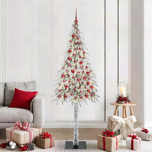 Choinka z 300 diodami LED z podstawą Biały 210 cm PE i stal