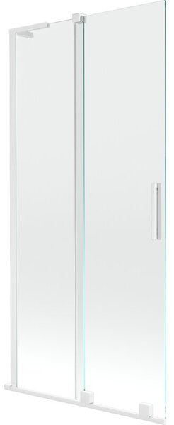 Mexen Velar L parawan nawannowy 2-skrzydłowy rozsuwany 95 x 150 cm, transparent, biały - 896-095-003-01-20