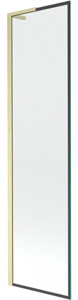 Mexen Next L parawan nawannowy 1-skrzydłowy 50 x 150 cm, czarna ramka, złoty szczotkowany - 895-050-000-03-70-55