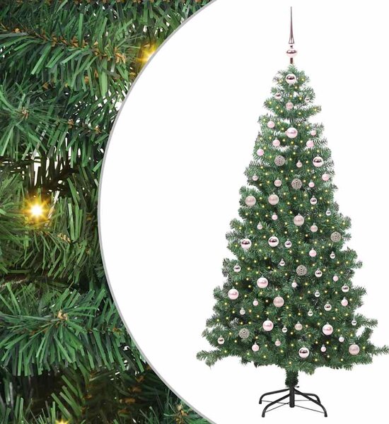 Choinka z 300 diodami LED z podstawą Zielony 240 cm PVC