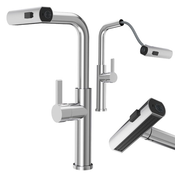 Granitan – bateria kuchenna – bateria zlewozmywakowa – wysuwana wylewka – obrotowa – srebrna – GIRO
