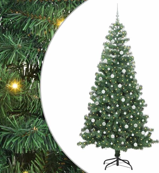 Choinka z 300 diodami LED z podstawą Zielony 240 cm PVC