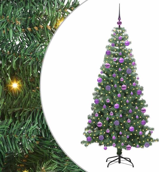 Choinka z 300 diodami LED z podstawą Zielony 240 cm PVC
