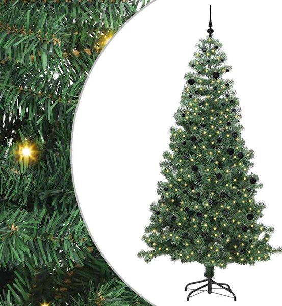 Choinka z 300 diodami LED z podstawą Zielony 240 cm PVC