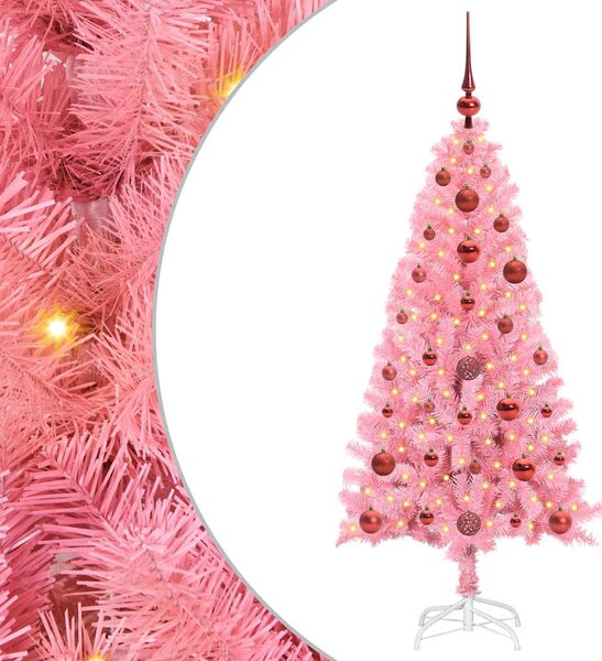 Choinka z 150 diodami LED z podstawą Różowy 120 cm PVC