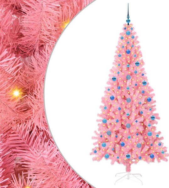 Choinka z 300 diodami LED z podstawą Różowy 210 cm PVC