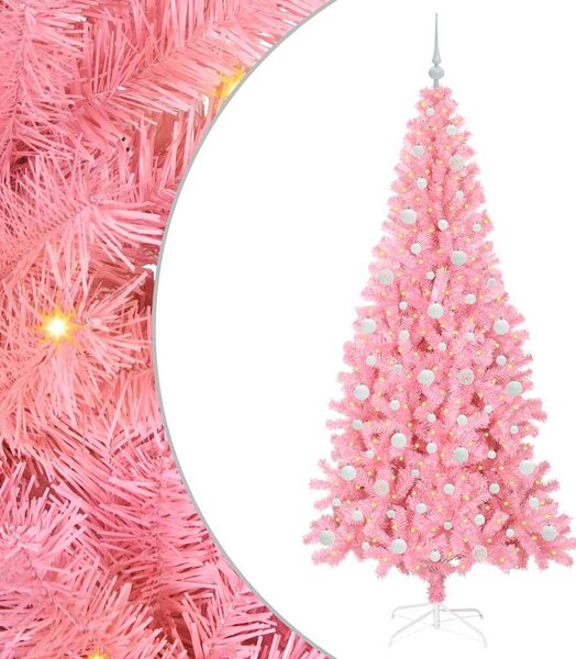 Choinka z 300 diodami LED z podstawą Różowy 210 cm PVC