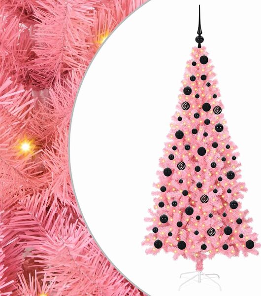 Choinka z 300 diodami LED z podstawą Różowy 180 cm PVC