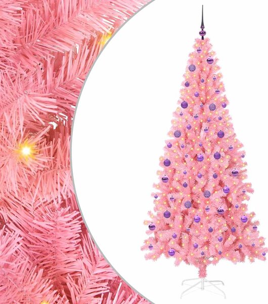Choinka z 300 diodami LED z podstawą Różowy 210 cm PVC