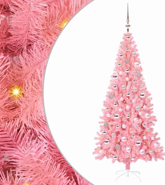 Choinka z 300 diodami LED z podstawą Różowy 180 cm PVC