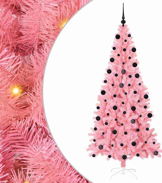 Choinka z 300 diodami LED z podstawą Różowy 210 cm PVC