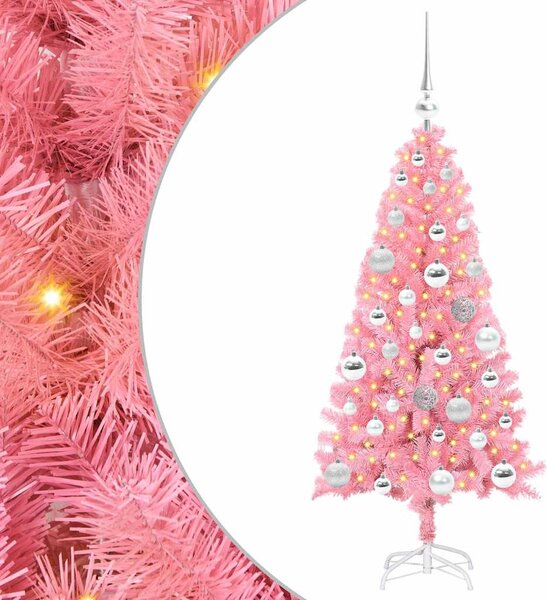 Choinka z 150 diodami LED z podstawą Różowy 120 cm PVC