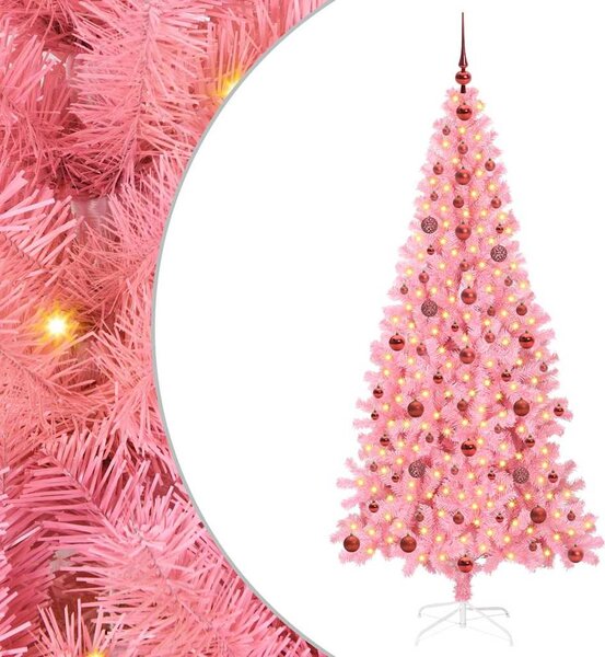 Choinka z 300 diodami LED z podstawą Różowy 210 cm PVC