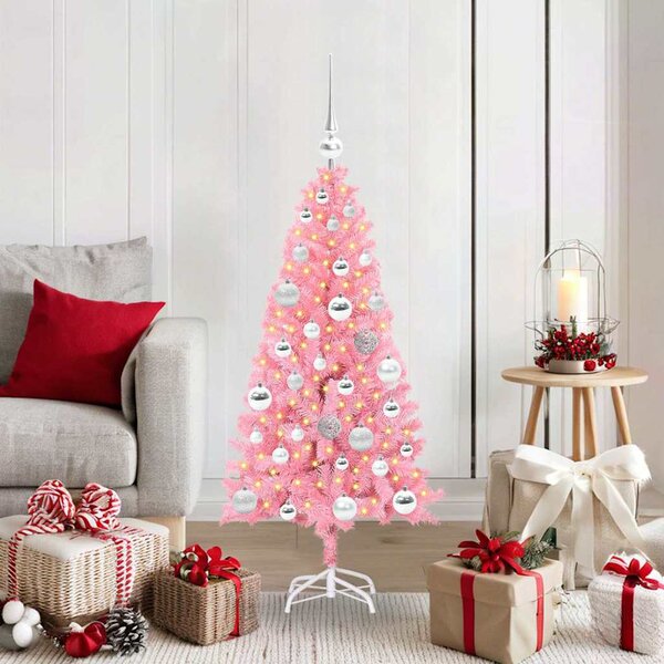 Choinka z 150 diodami LED z podstawą Różowy 120 cm PVC