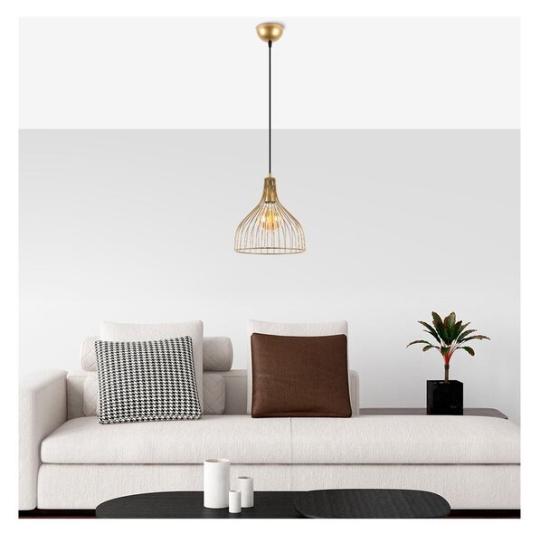 Lampa wisząca w kolorze złota z metalowym kloszem ø 25 cm Cafu – Opviq lights