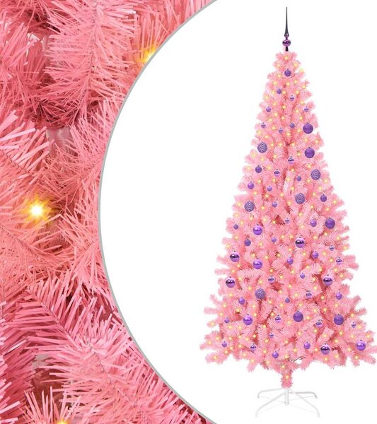 Choinka z 300 diodami LED z podstawą Różowy 180 cm PVC