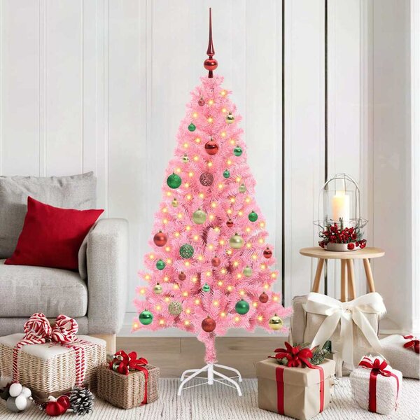 Choinka z 150 diodami LED z podstawą Różowy 150 cm PVC