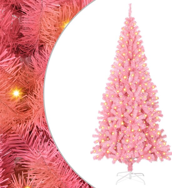Choinka z 300 diodami LED z podstawą Różowy 180 cm PVC
