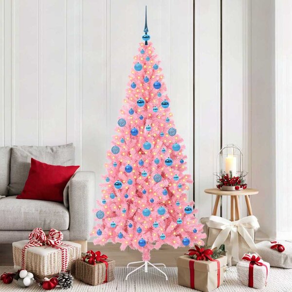 Choinka z 300 diodami LED z podstawą Różowy 180 cm PVC