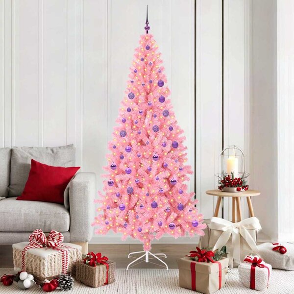 Choinka z 300 diodami LED z podstawą Różowy 180 cm PVC