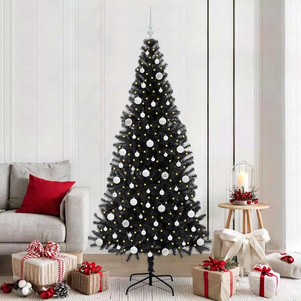 Choinka z 300 diodami LED z podstawą Czarny 210 cm PVC