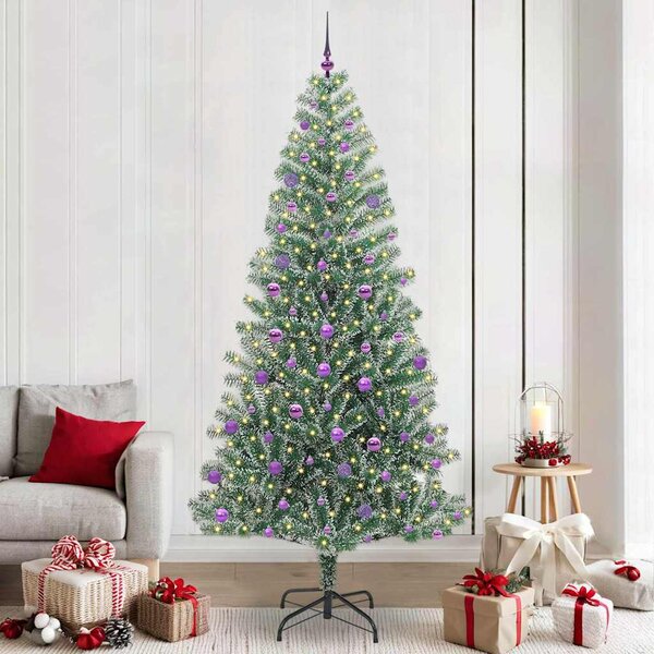Sztuczna choinka z śnieżnym pokryciem z lampkami LED 240 cm