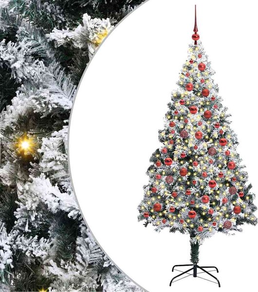 Sztuczna choinka z podstawą Biały 180 cm PVC i Stal i Plastik