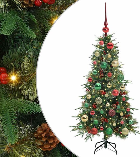 Sztuczna choinka z zawiasami z podstawą Zielony 120 cm PE i PVC