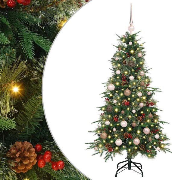 Sztuczna choinka z zawiasami z podstawą Zielony 150 cm PE i PVC