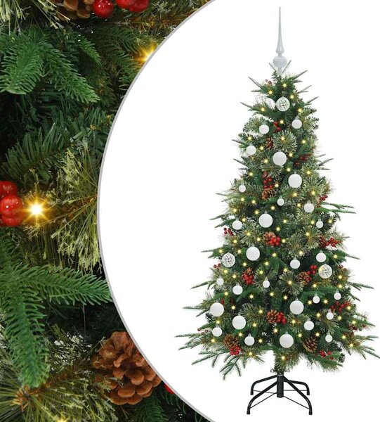 Sztuczna choinka z zawiasami z podstawą Zielony 150 cm PE i PVC