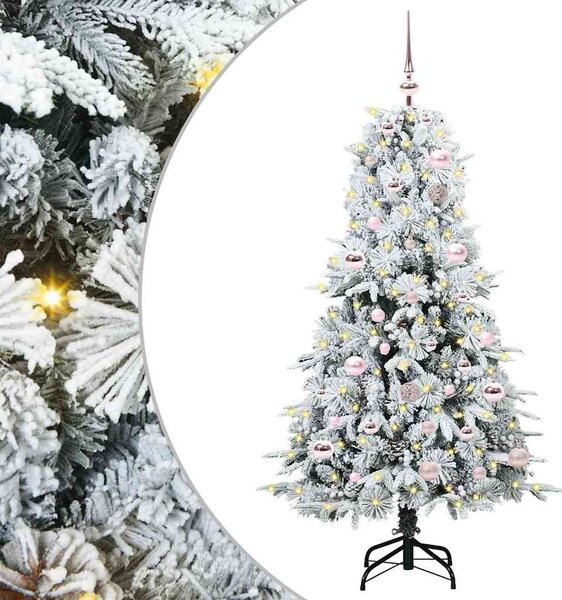 Sztuczna choinka z zawiasami z podstawą Biały 150 cm PE i PVC