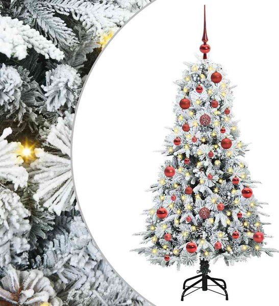 Sztuczna choinka z zawiasami z podstawą Biały 150 cm PE i PVC