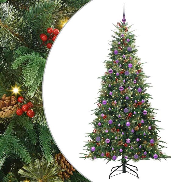 Sztuczna choinka z zawiasami z podstawą Zielony 210 cm PE i PVC