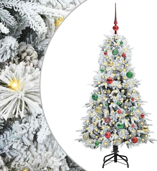 Sztuczna choinka z zawiasami z podstawą Biały 150 cm PE i PVC