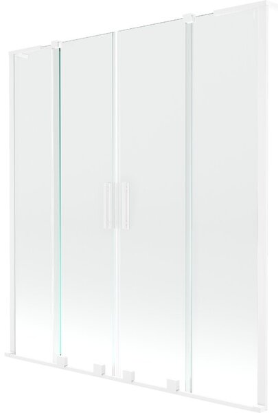Mexen Velar L Duo parawan nawannowy 2-skrzydłowy rozsuwany 150 x 150 cm, transparent, biały - 896-150-003-02-20