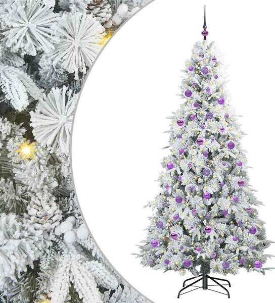 Sztuczna choinka z zawiasami z podstawą Biały 210 cm PE i PVC