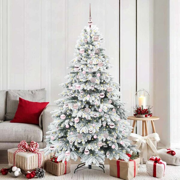 Sztuczna choinka z 300 diodami LED Biały 180 cm PE i PVC