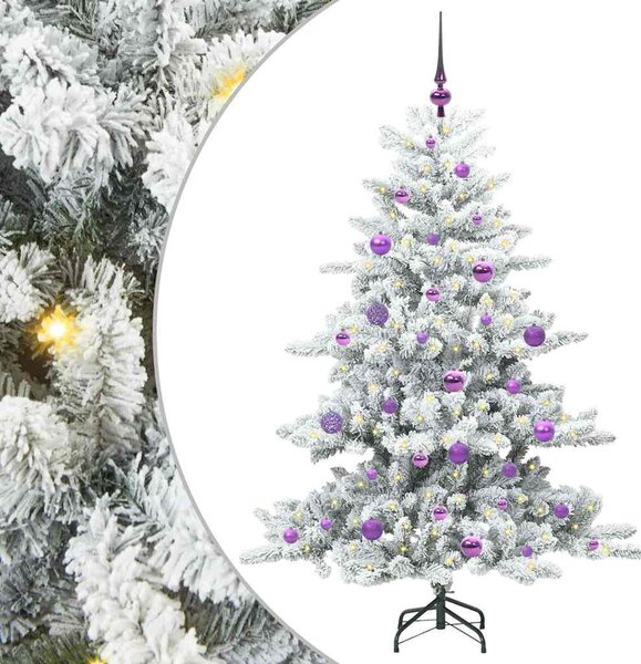 Sztuczna choinka z zawiasami z podstawą Biały 150 cm PVC i stal