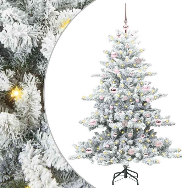 Sztuczna choinka z zawiasami z podstawą Biały 150 cm PVC i stal