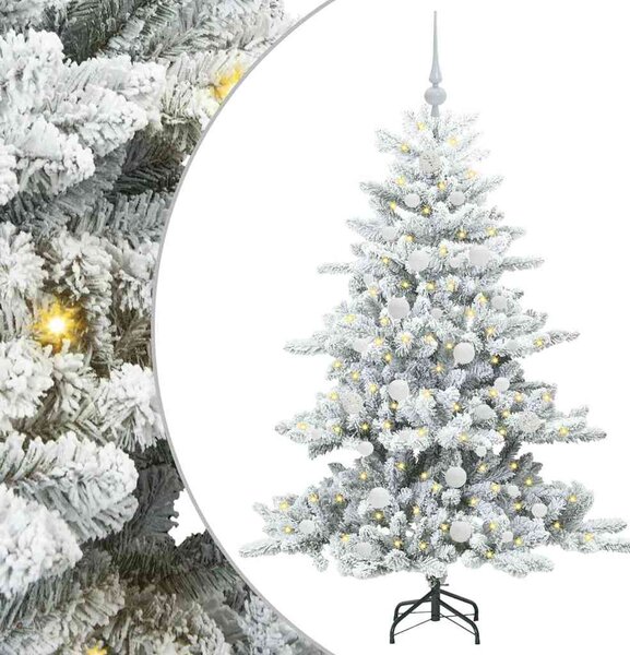 Sztuczna choinka z zawiasami z podstawą Biały 150 cm PVC i stal