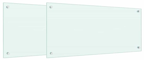 Panel kuchenny 2 pcs Biały 90 x 40 cm szkło hartowane
